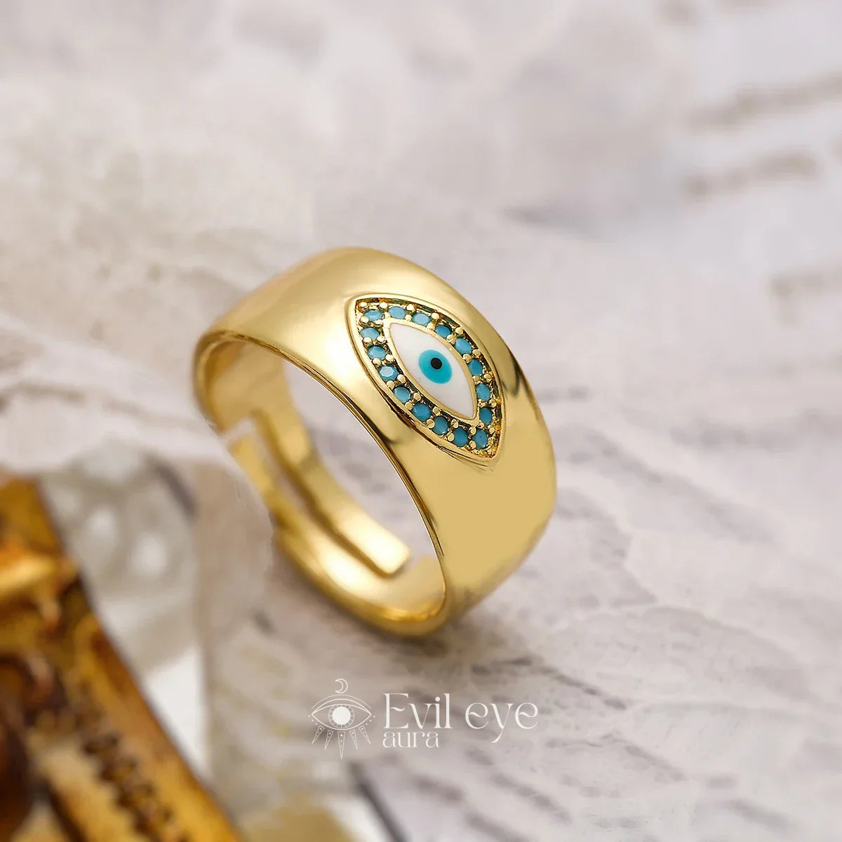 Turkish Evil Eye Ring - Bl / resizable