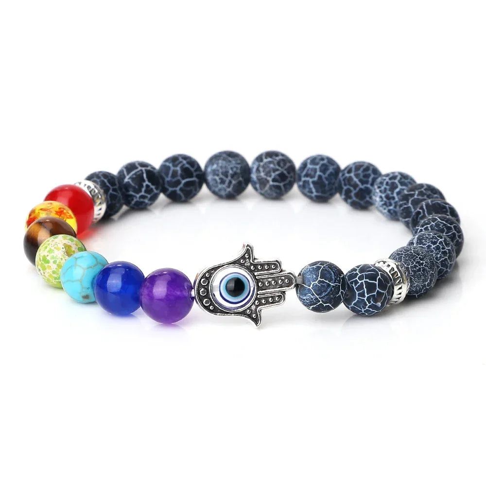 7 Chakra Bracelet with Evil Eye