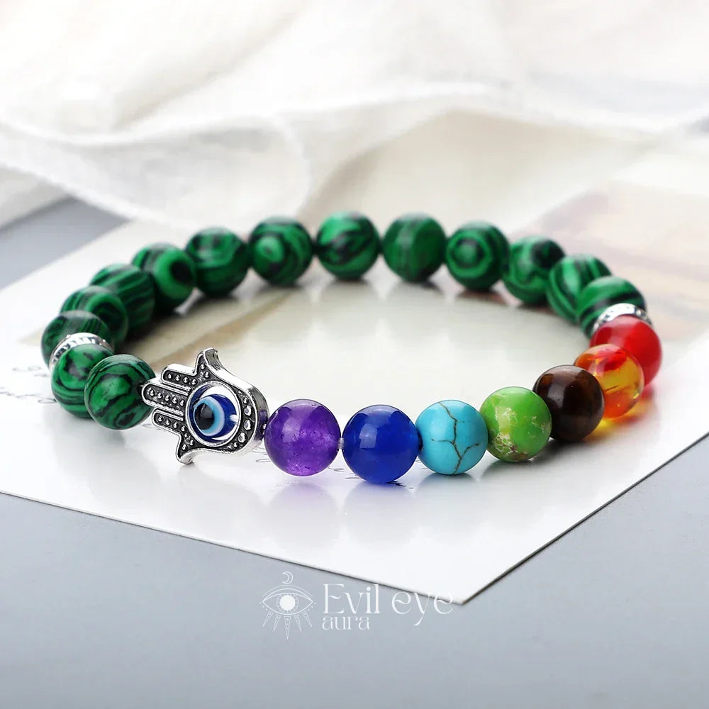 7 Chakra Bracelet with Evil Eye