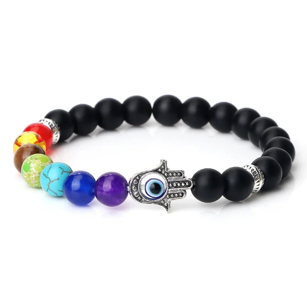7 Chakra Bracelet with Evil Eye
