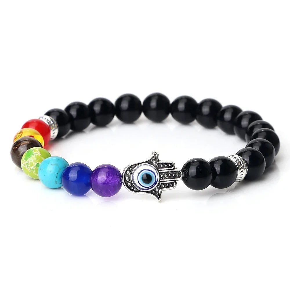 7 Chakra Bracelet with Evil Eye