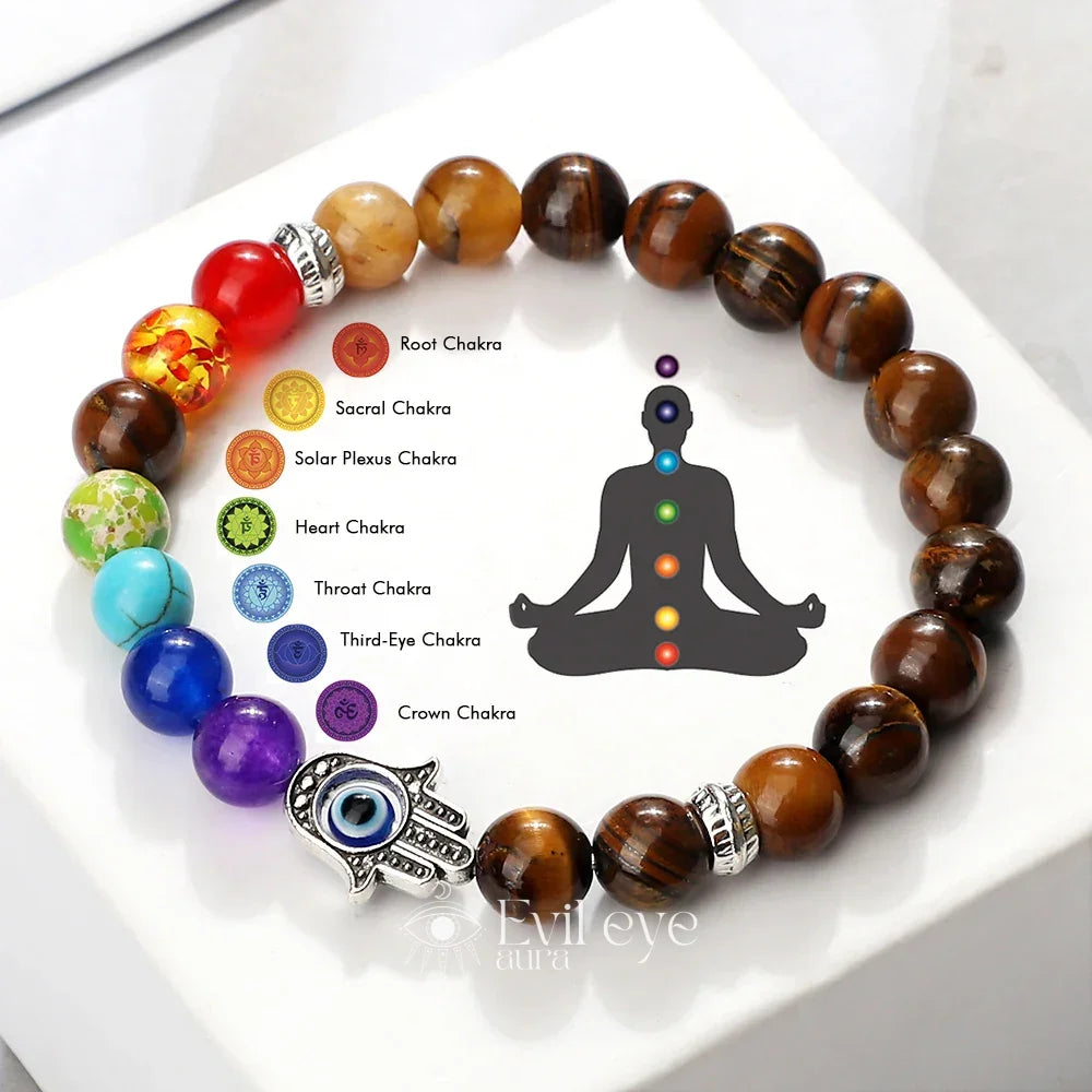 7 Chakra Bracelet with Evil Eye