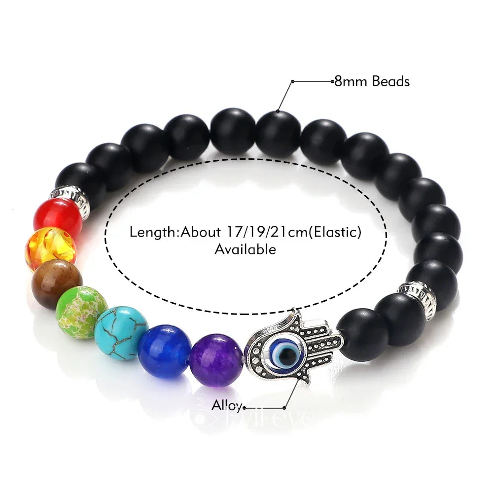 7 Chakra Bracelet with Evil Eye