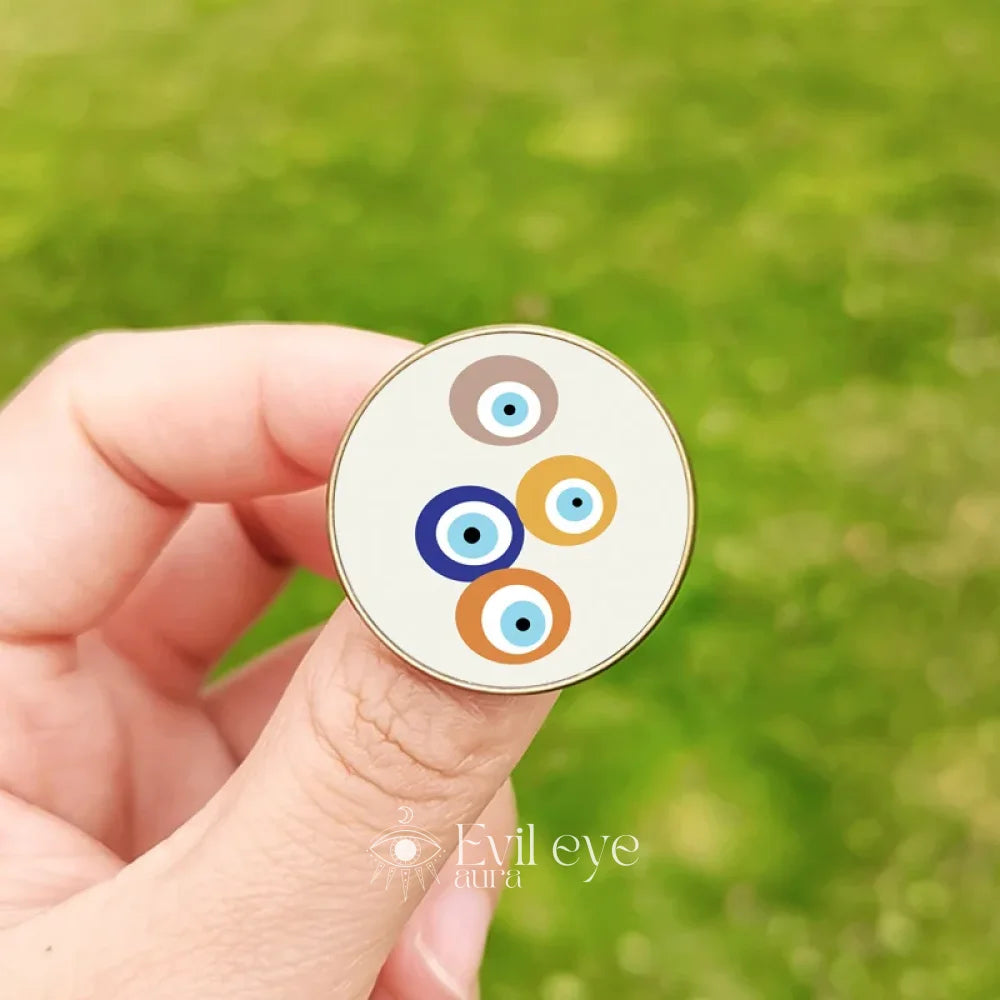 Badge Evil Eye Pin - 4 / Bronze 25mm