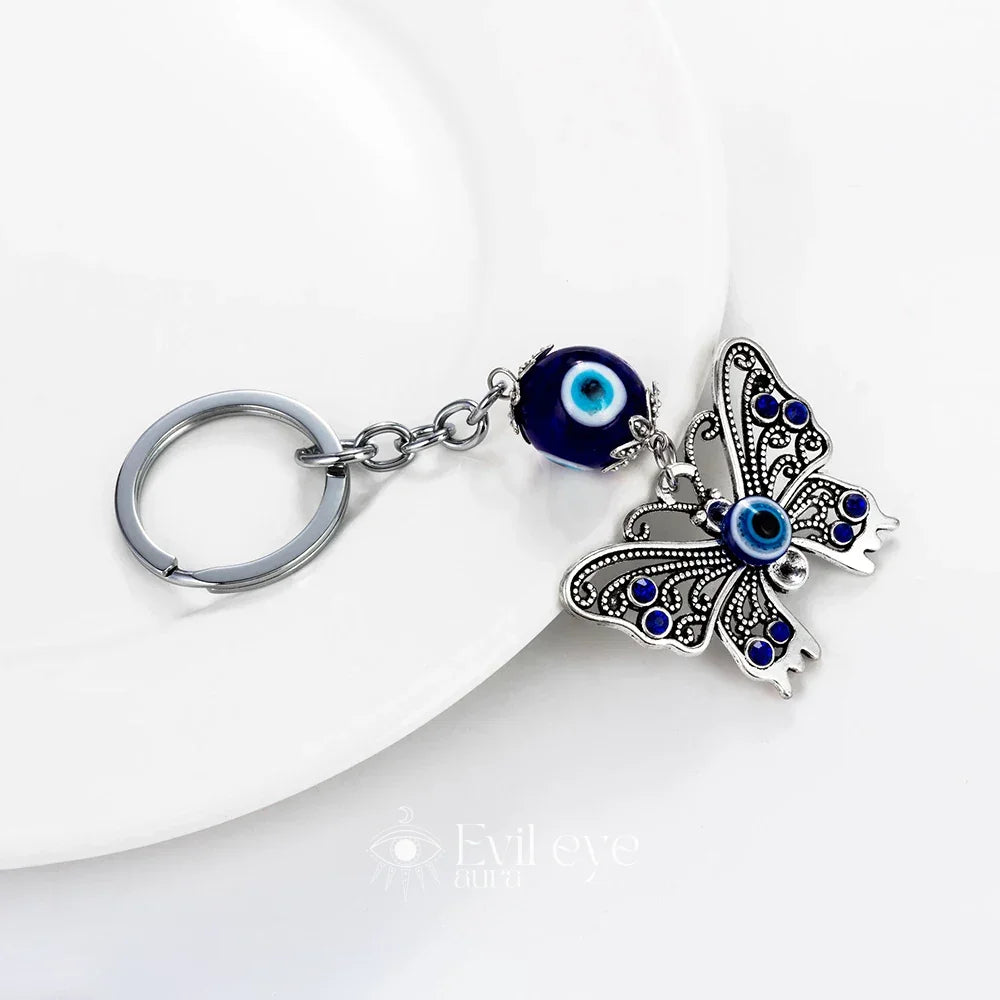 Butterfly Evil Eye Keychain