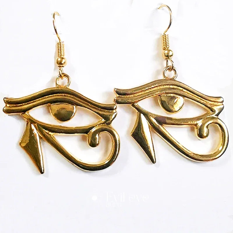 Egyptian Evil Eye Earrings - Gold
