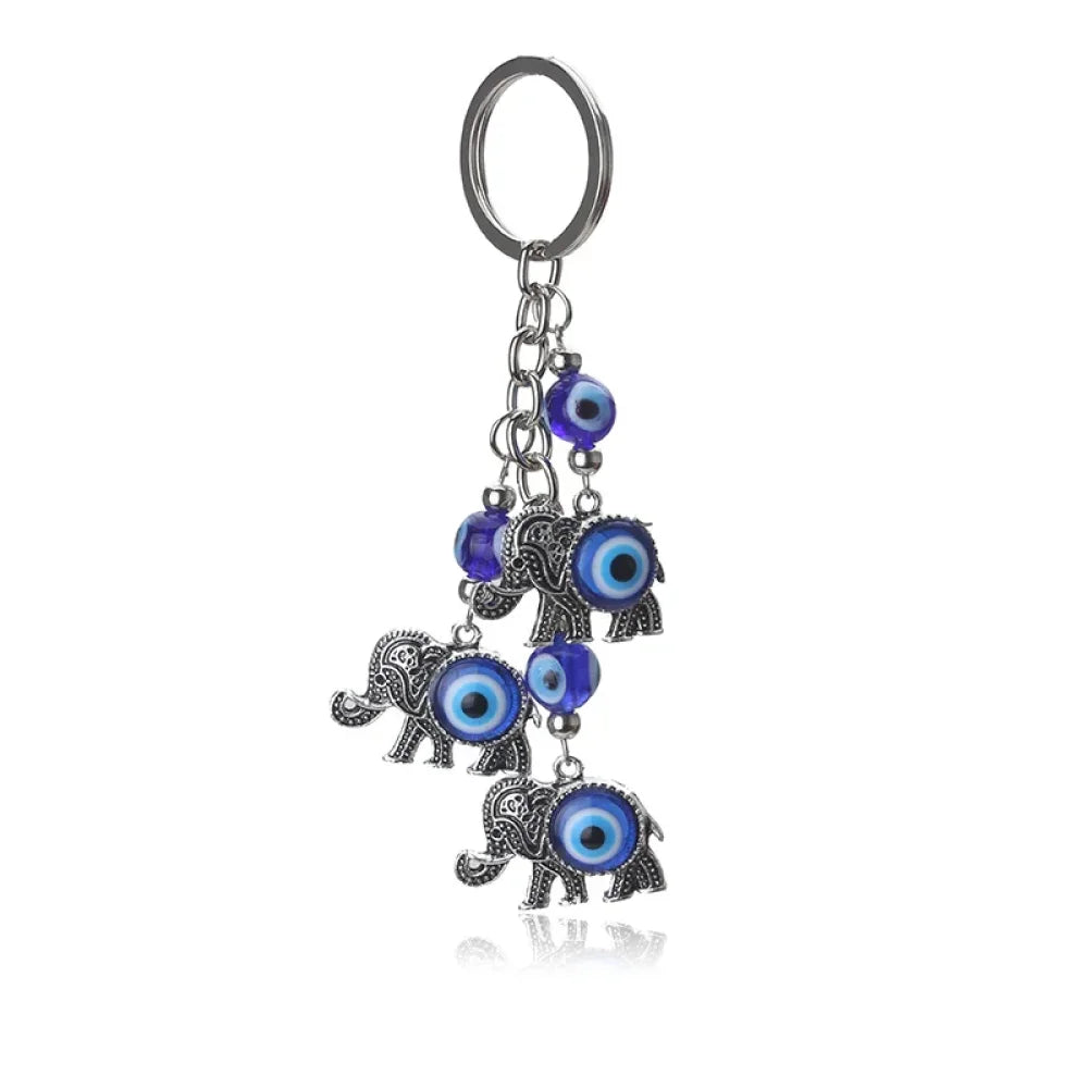 Elephant Evil Eye Keychain