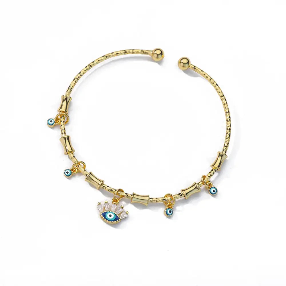 Evil Eye Bangle Cable Bracelets - Evil eye