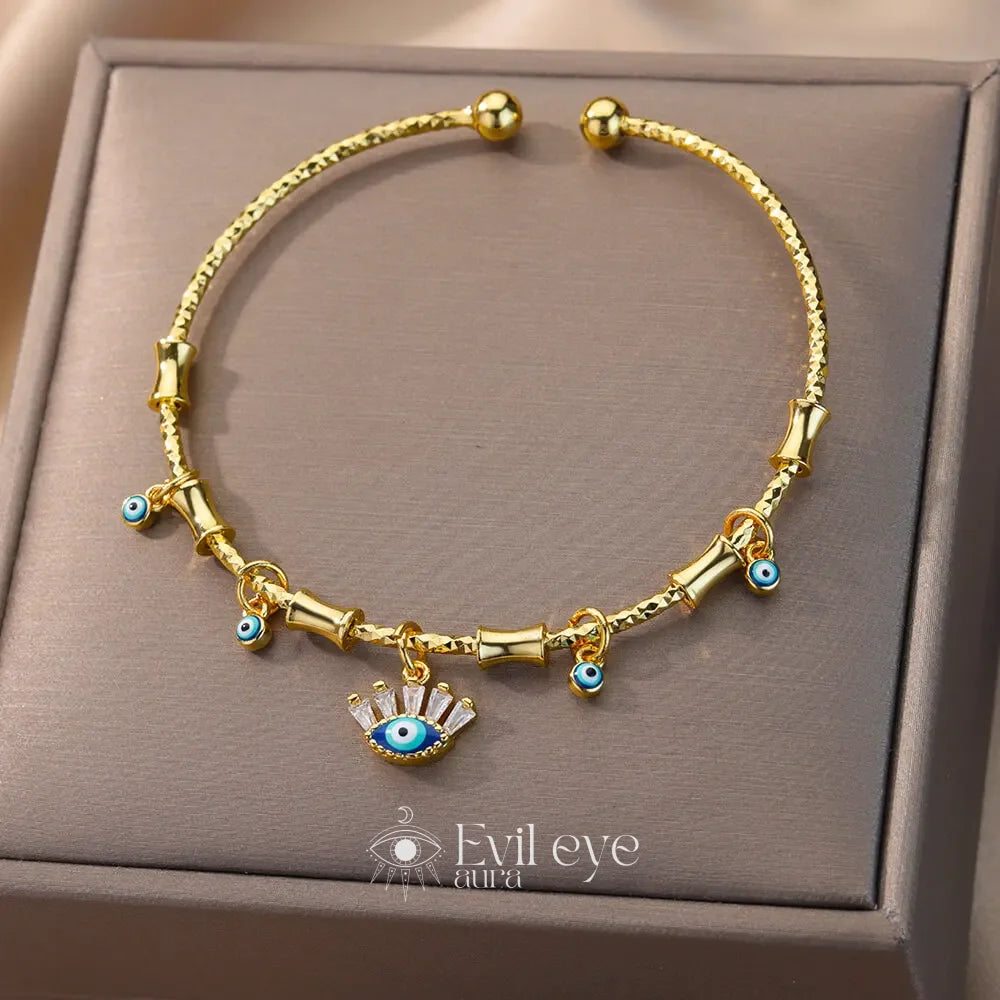 Evil Eye Bangle Cable Bracelets