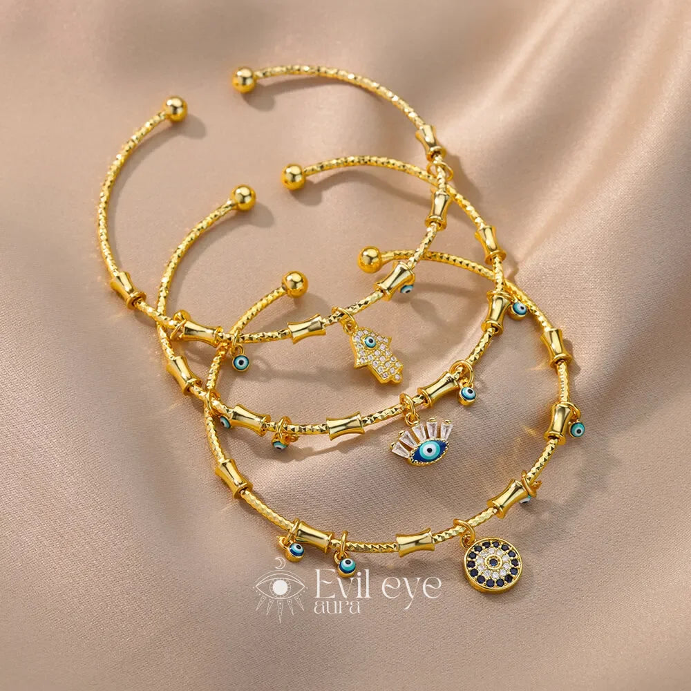 Evil Eye Bangle Cable Bracelets