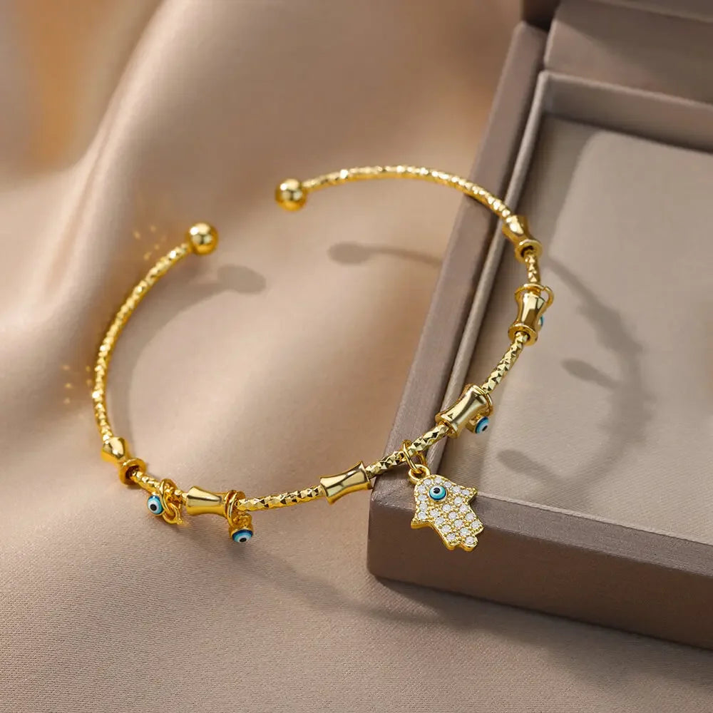 Evil Eye Bangle Cable Bracelets