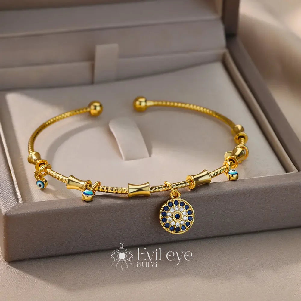 Evil Eye Bangle Cable Bracelets