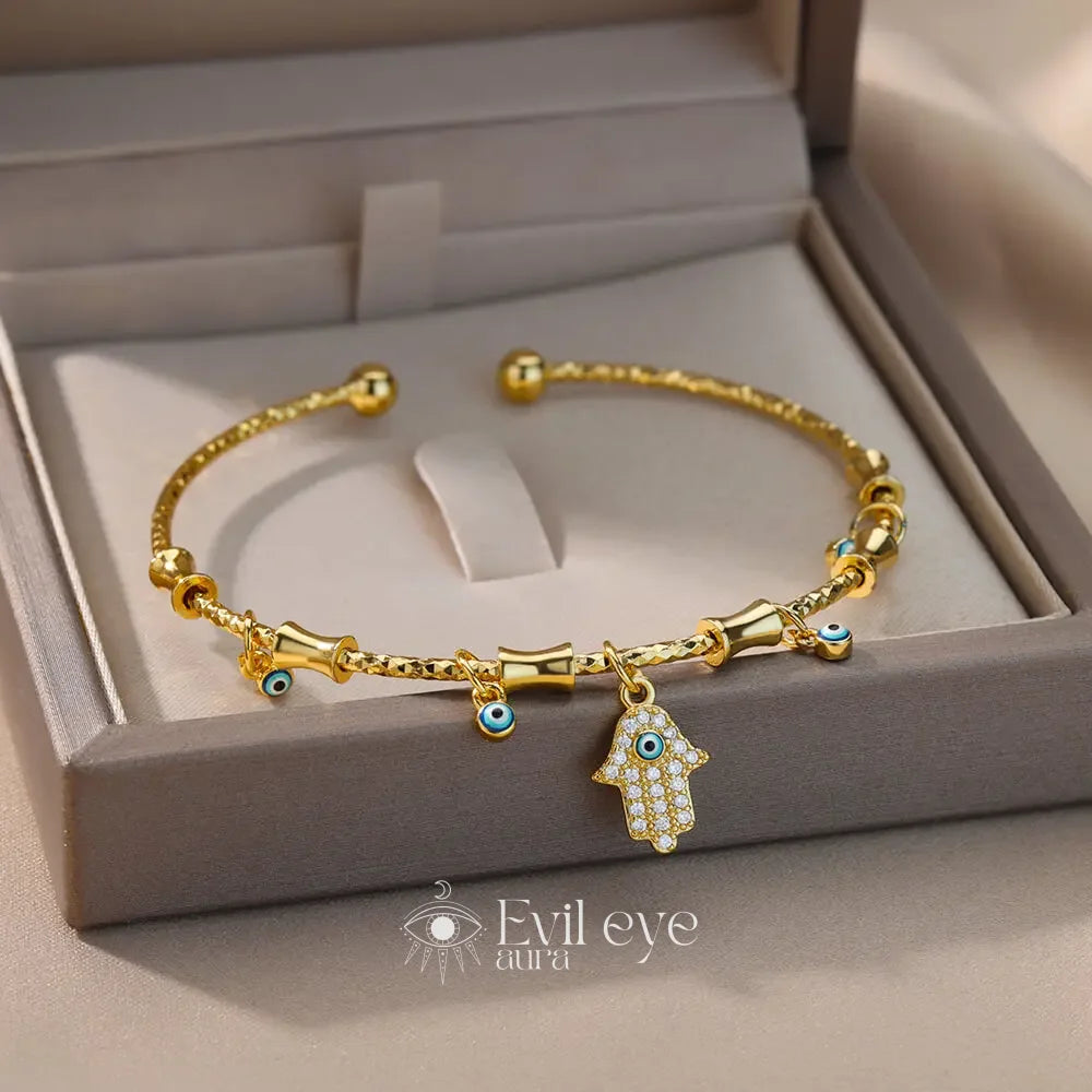 Evil Eye Bangle Cable Bracelets