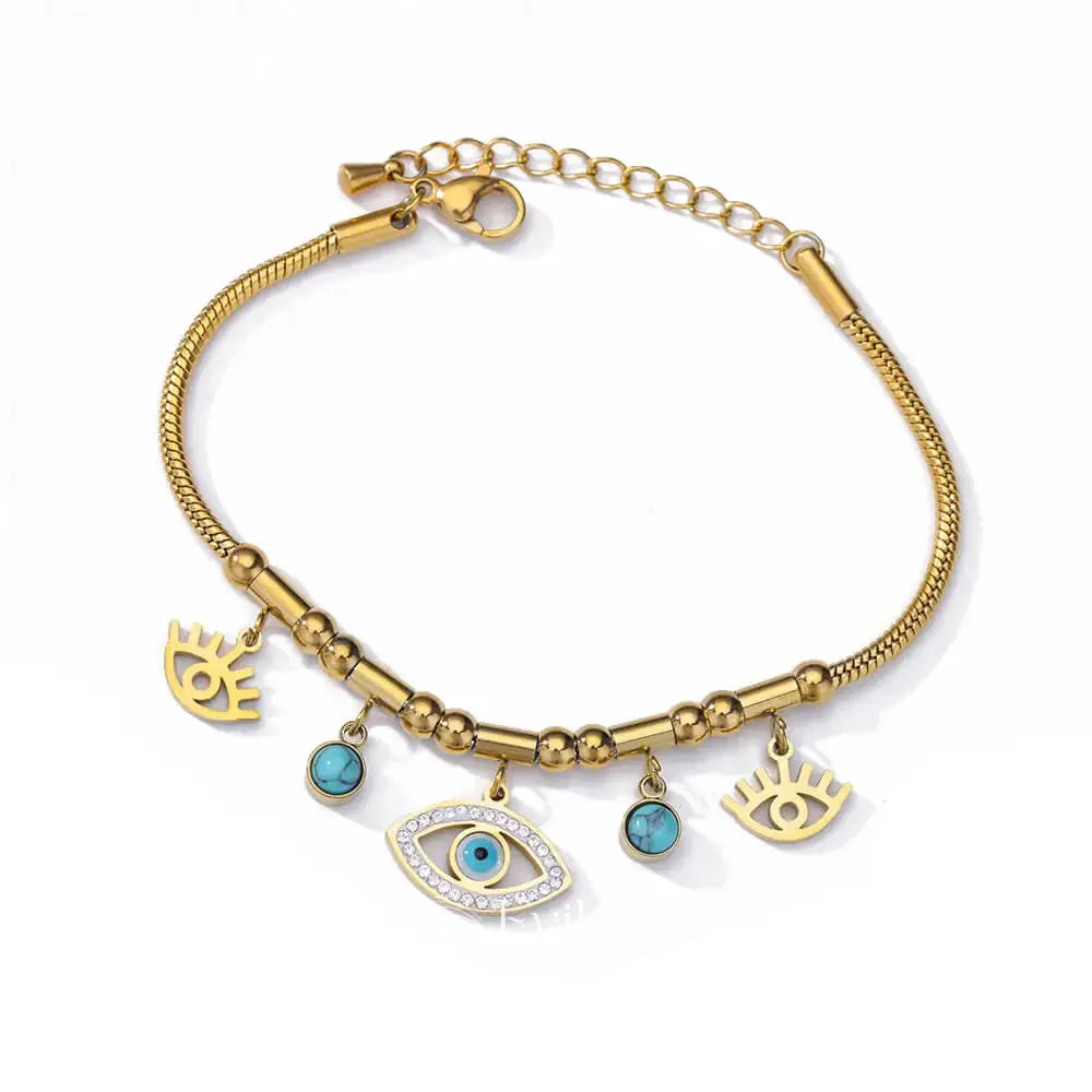 Evil Eye Bangle Cable Bracelets - Multiple Evil eye