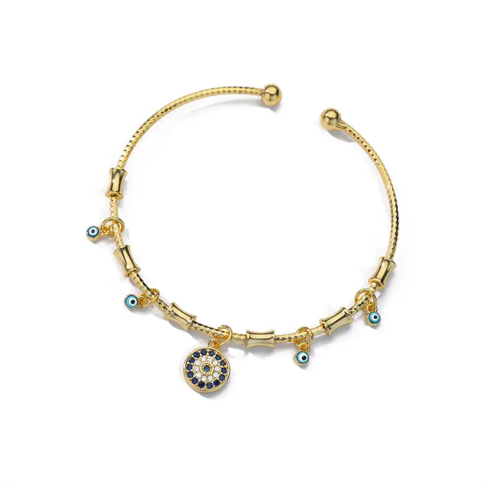 Evil Eye Bangle Cable Bracelets - Zircon Eye
