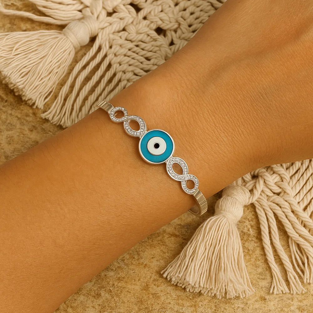Evil Eye Charm Bracelet Silver