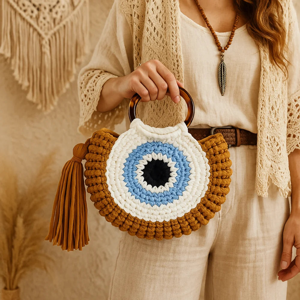 Evil Eye Crochet Bag