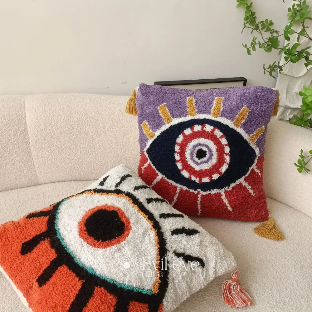 Evil Eye Crochet Pillow
