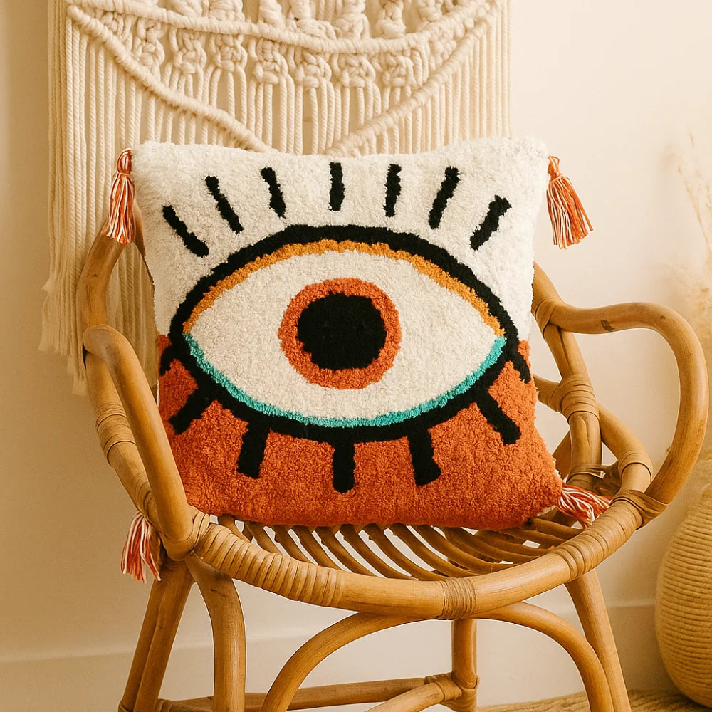 Evil Eye Crochet Pillow