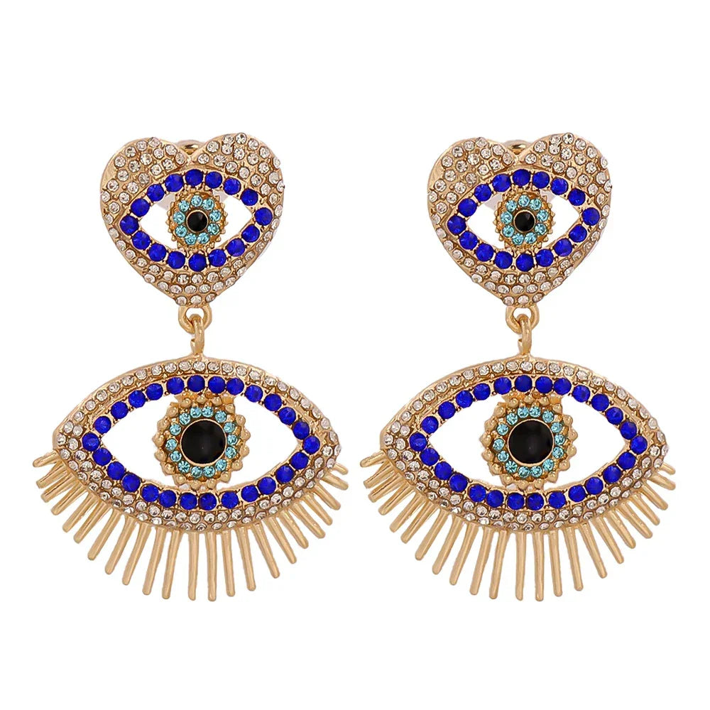 Evil Eye Dangle Earrings - Dark blue