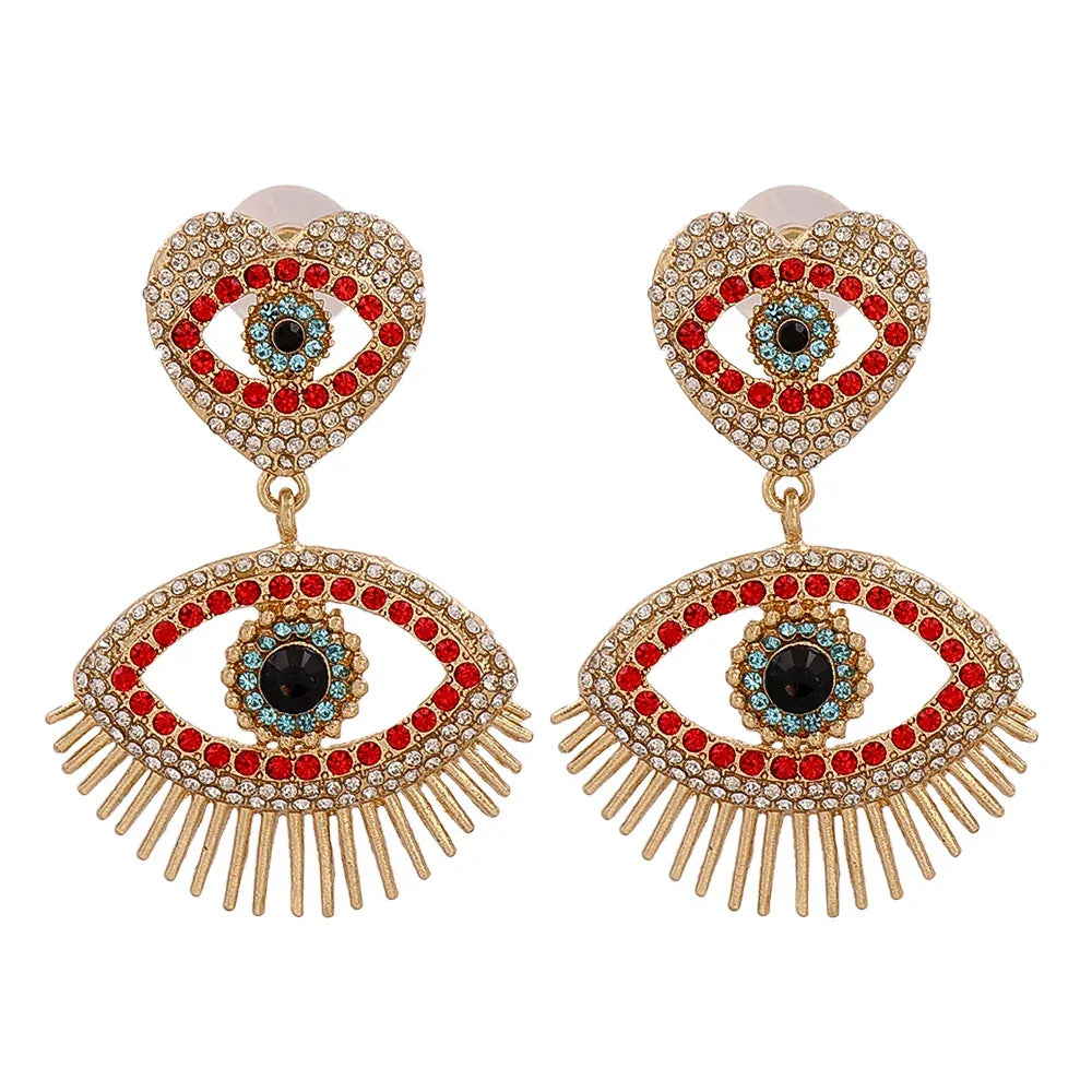 Evil Eye Dangle Earrings - Orange