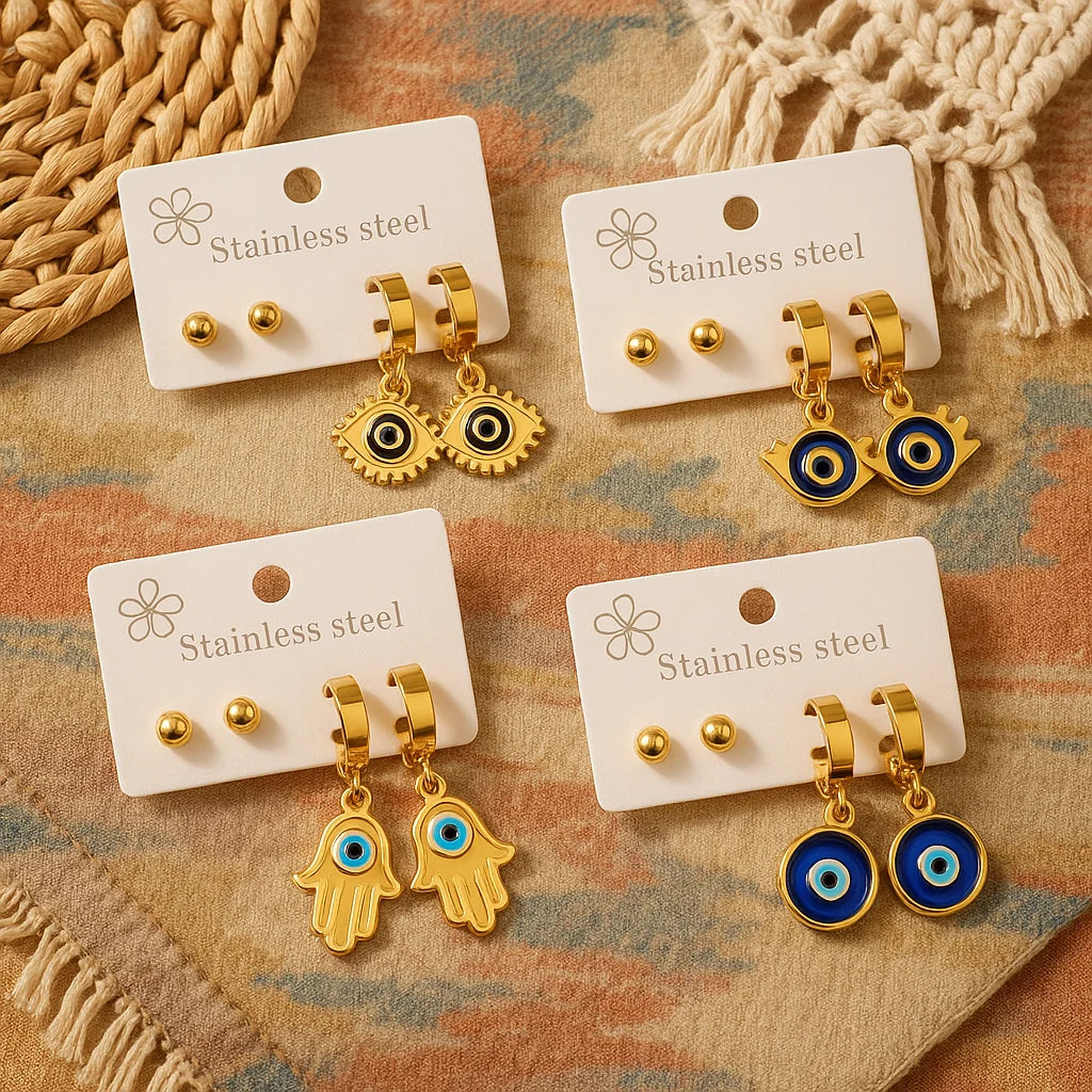 Evil Eye Earrings Set