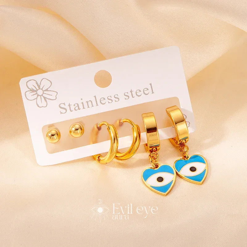 Evil Eye Earrings Set