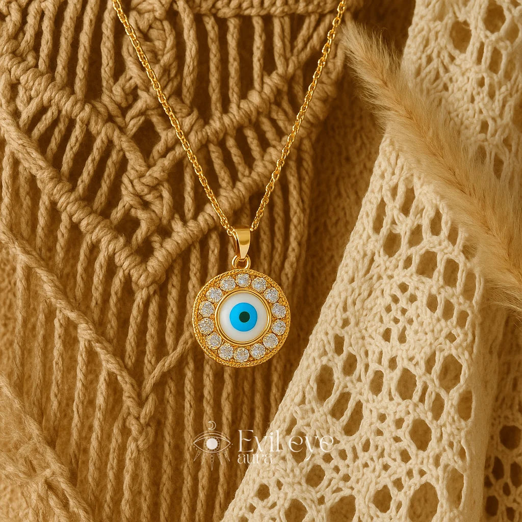 Evil Eye Necklace Gold Diamond