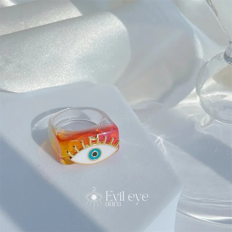Evil Eye Resin Ring - Red