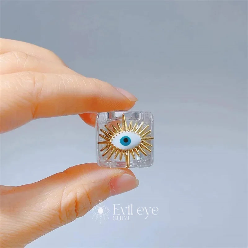Evil Eye Resin Ring - White