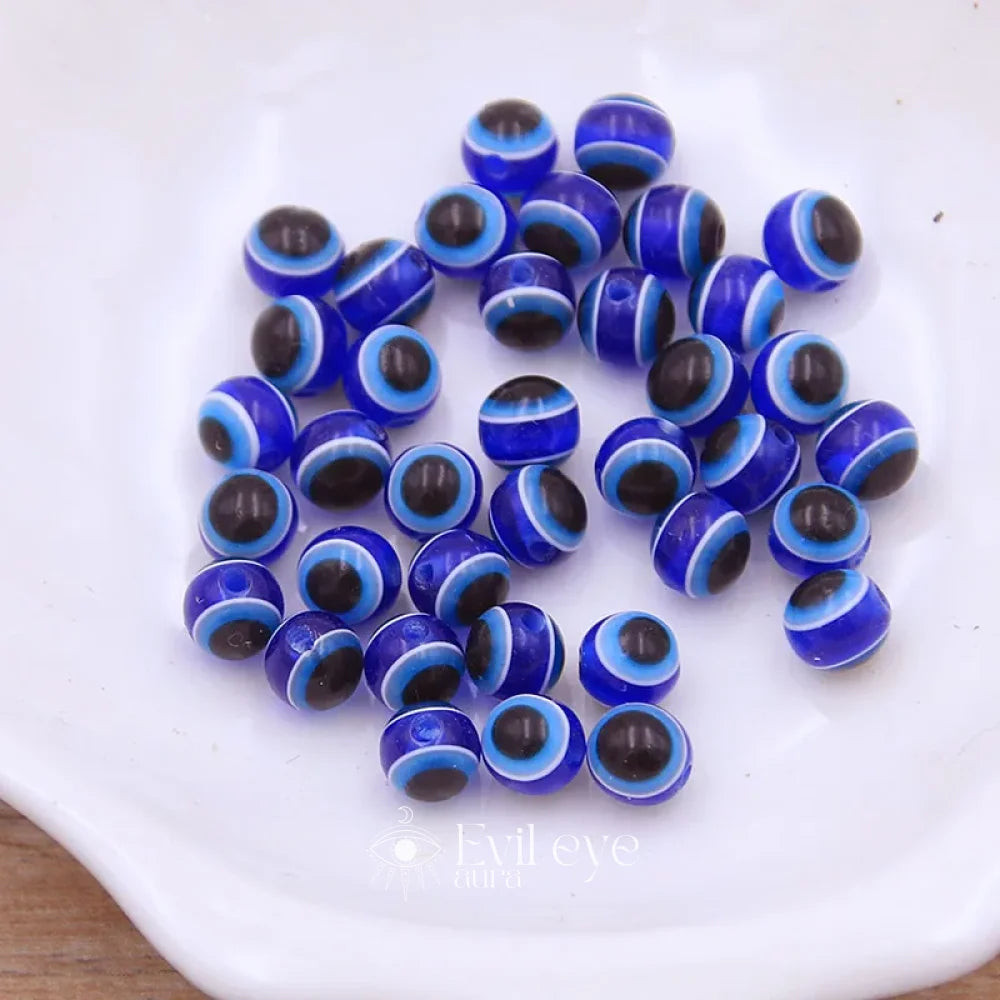 Evil Eye Round Beads - Blue