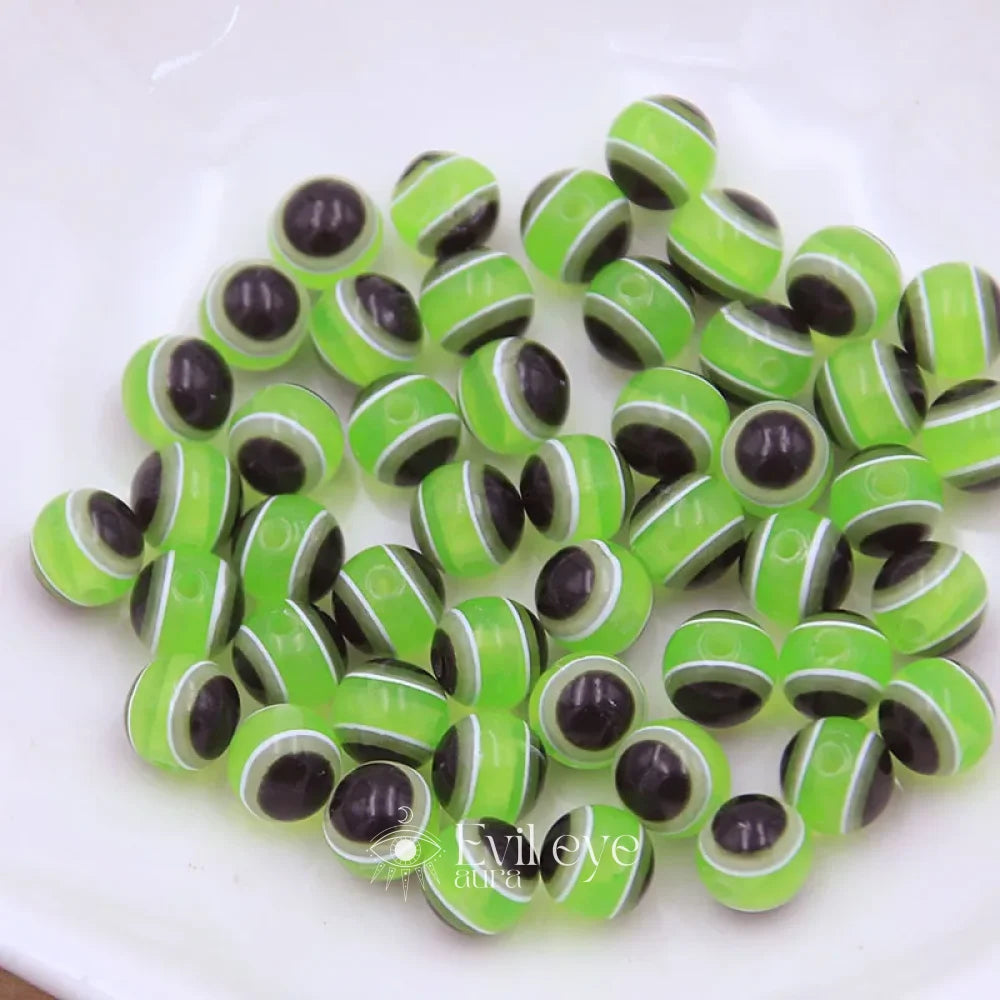 Evil Eye Round Beads - Green