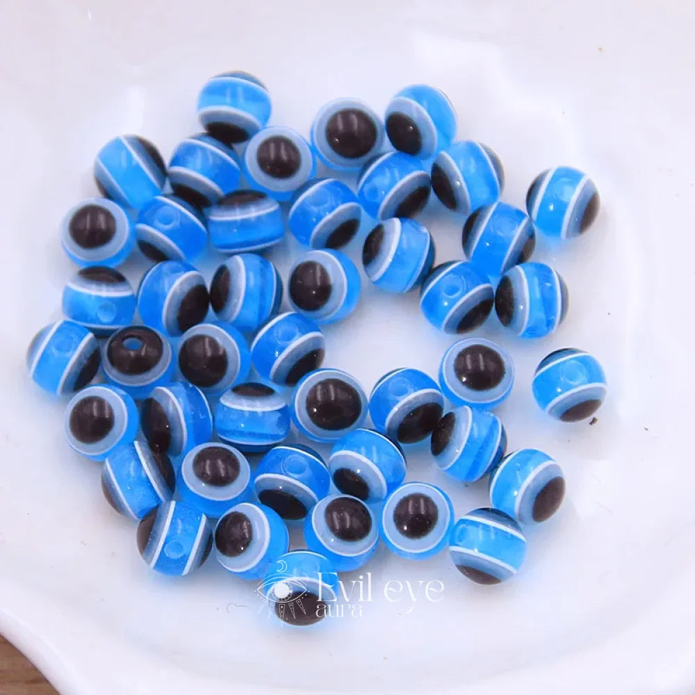 Evil Eye Round Beads - Light blue
