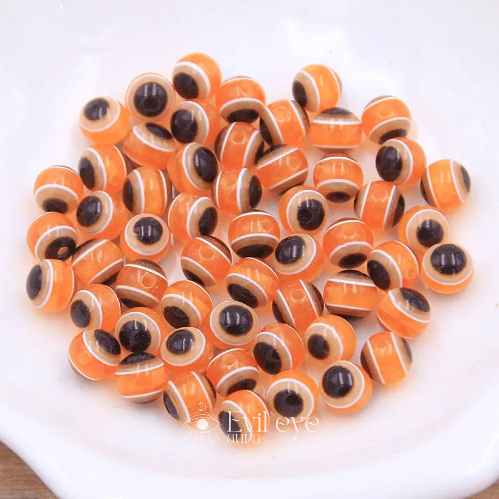 Evil Eye Round Beads - Orange