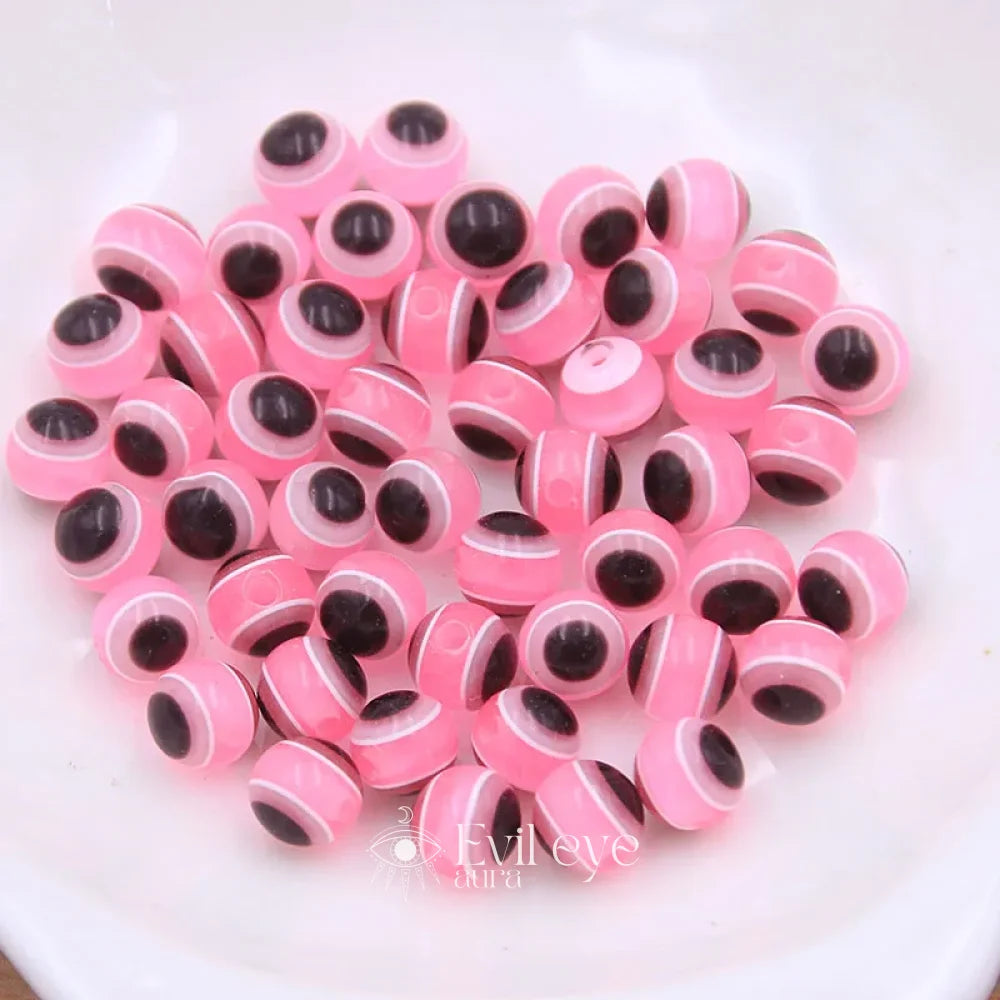 Evil Eye Round Beads - Pink