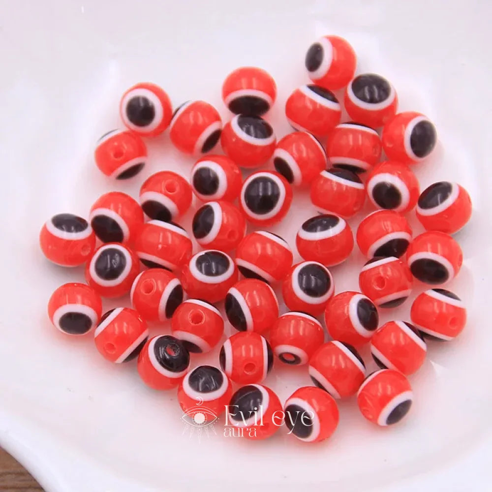 Evil Eye Round Beads - Red