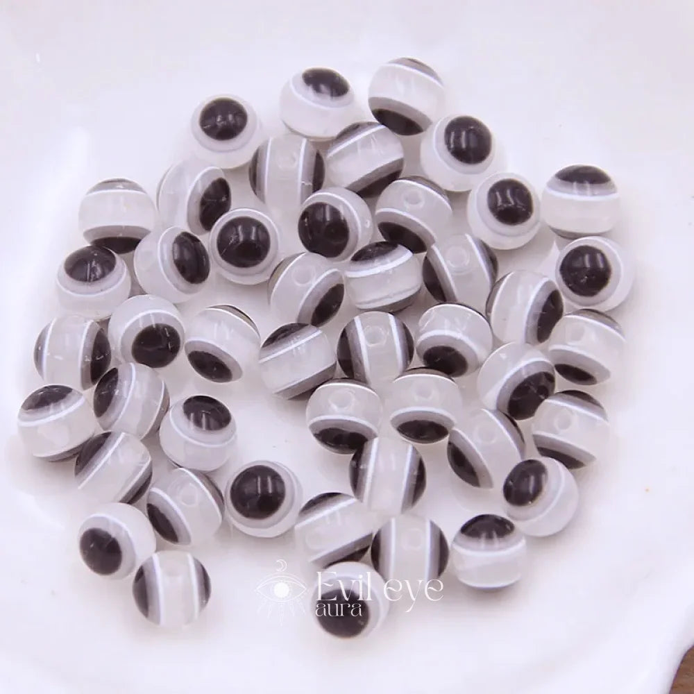 Evil Eye Round Beads - White