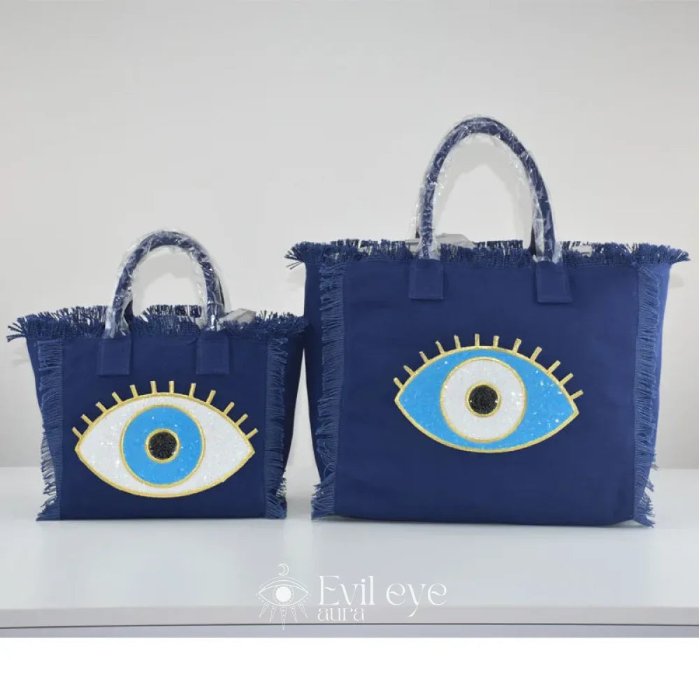 Evil Eye Straw Bag
