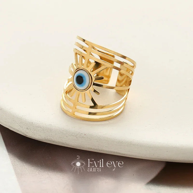 Evil Eye Wide Band Ring