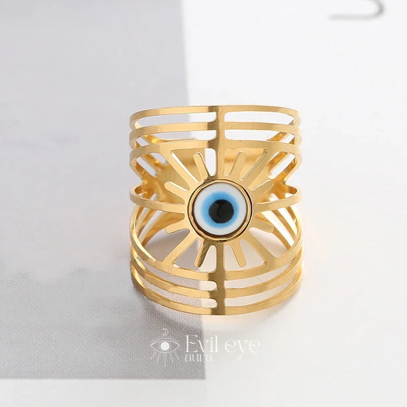 Evil Eye Wide Band Ring