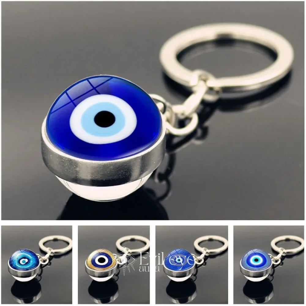 Glass Evil Eye Keychain