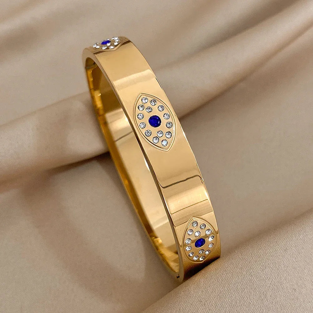Gold and Diamond Evil Eye Bracelet - Gold