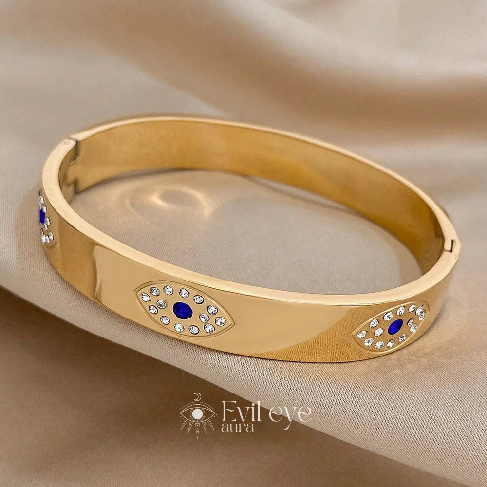 Gold and Diamond Evil Eye Bracelet