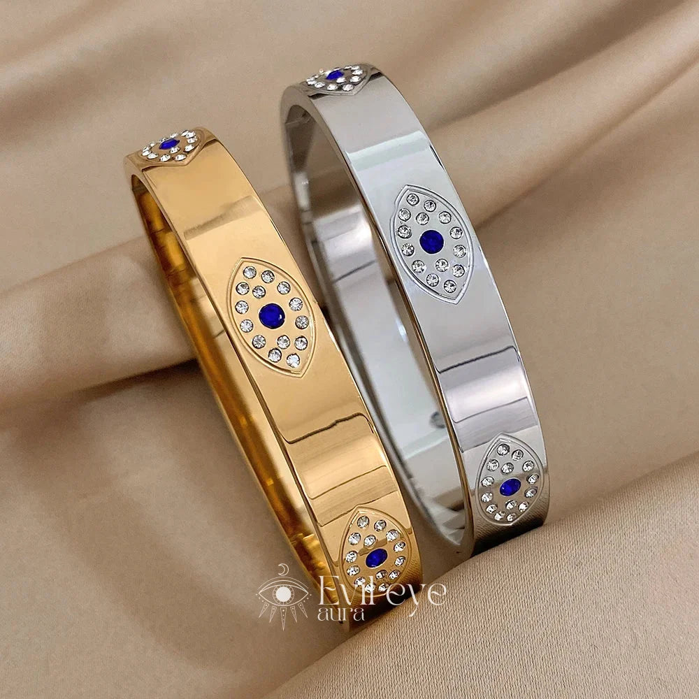 Gold and Diamond Evil Eye Bracelet