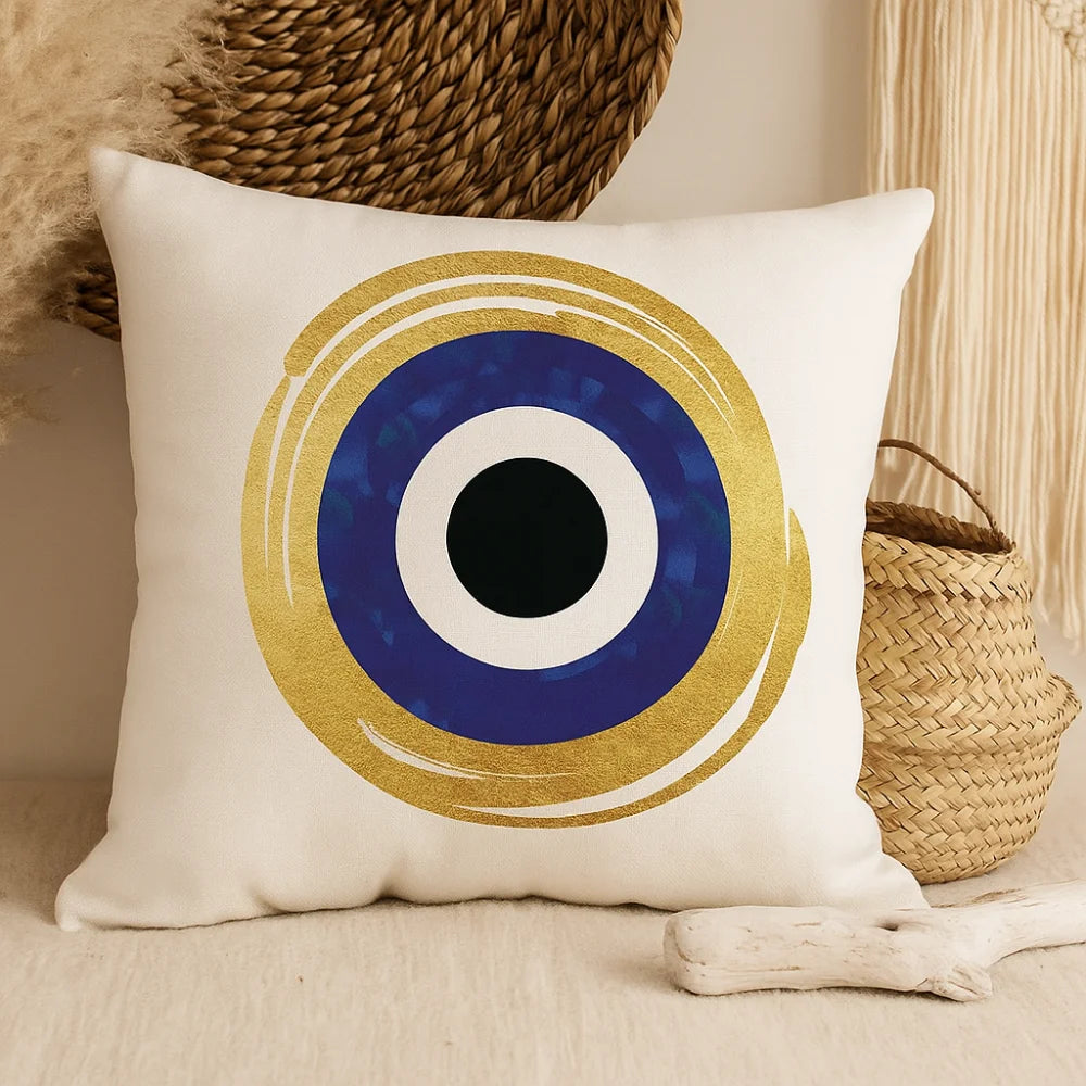Gold Evil Eye Pillow - 45x45cm-one side