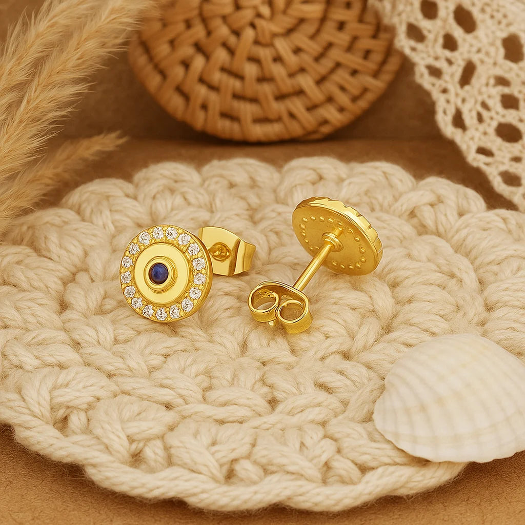 Gold Evil Eye Stud Earrings