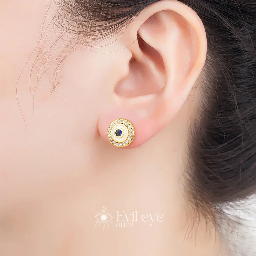 Gold Evil Eye Stud Earrings