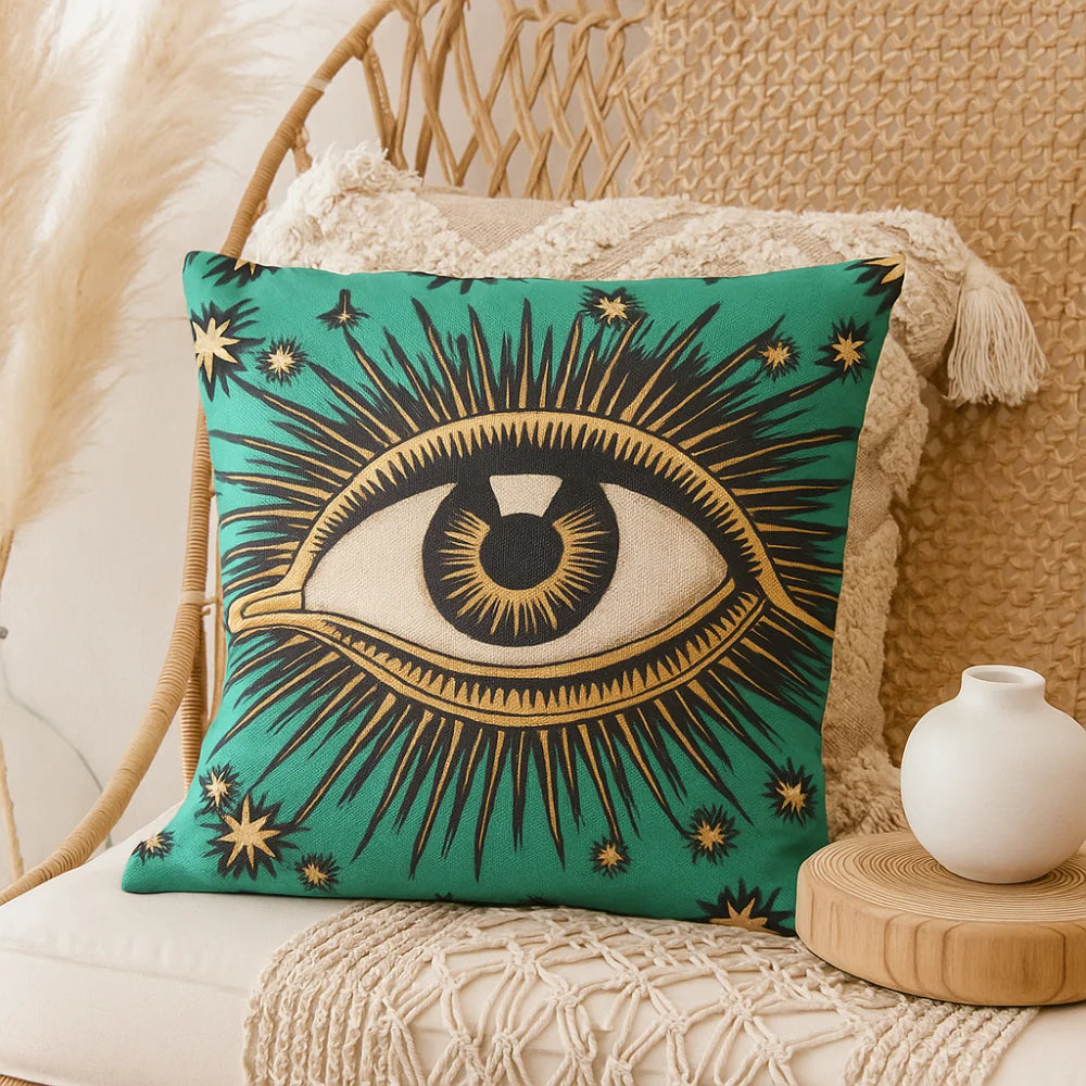 Green Evil Eye Pillow
