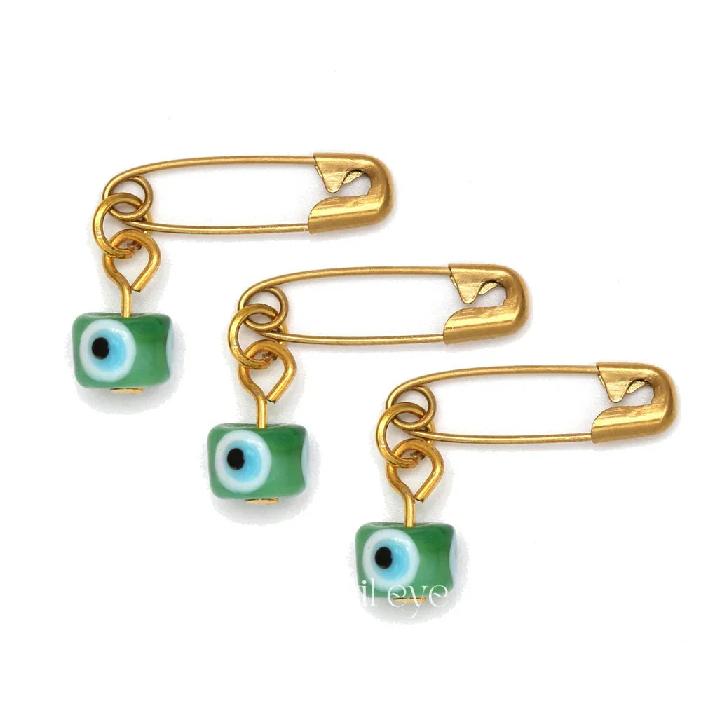 Green Evil Eye Pin - Squared