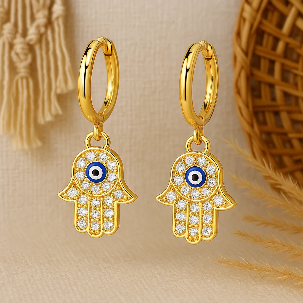 Hamsa Hand and Evil Eye Earrings